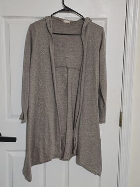 Caution To The Wind Open-Front Hooded Cardigan - Taupe